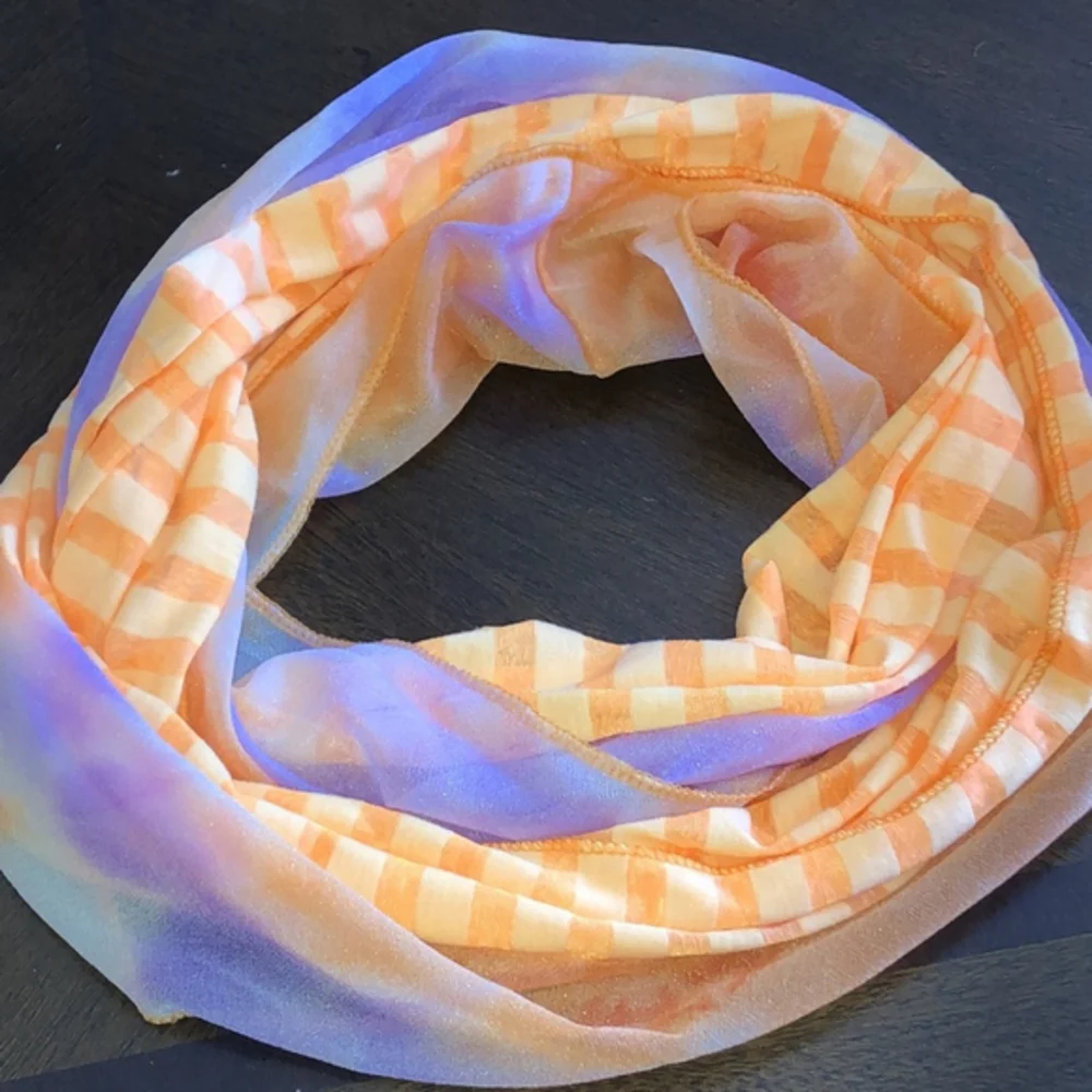 Orange Stripes Purple Sheer Ombre Infinity Scarf Wrap